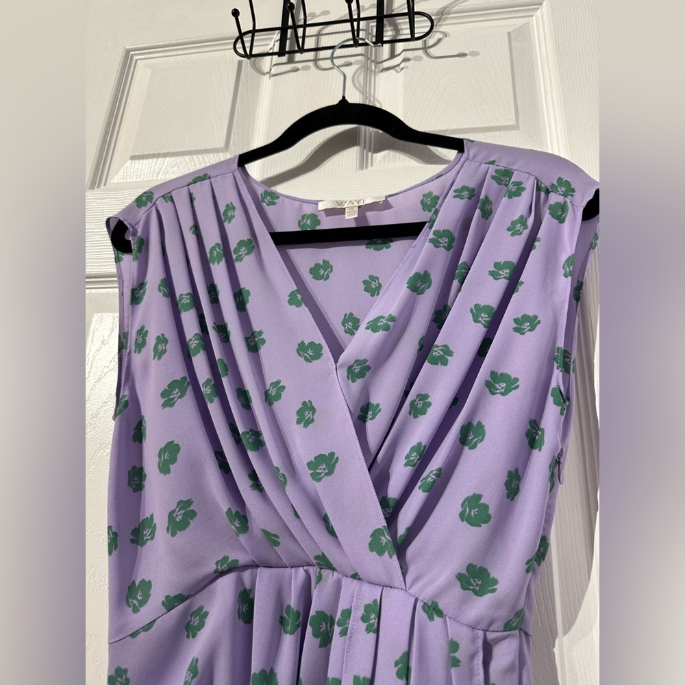 WAYF Purple Asymmetrical Wrap Blouse Cap Sleeve (XS) - Picture 7 of 16